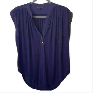 Juicy Couture Silk Henley Top Navy XS